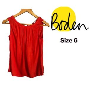 Boden Women's Top Orange Coral Sleeveless Tie Back Spring Summer Boho Size 6 EUC